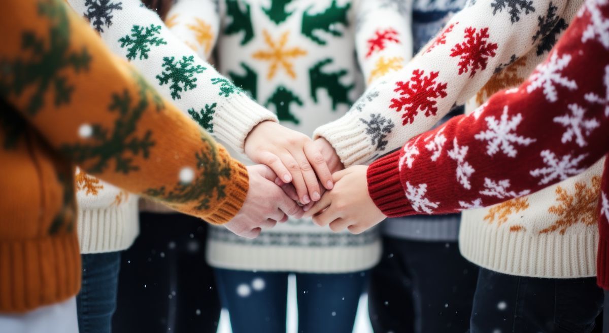 Group of people in Christmas Jumpers